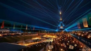 Quang cảnh quảng trường sẽ diễn ra Lễ khai mạc Olympic Paris 2024.