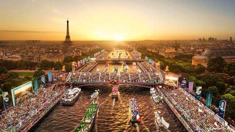 Phối cảnh Lễ khai mạc Olympic Paris 2024.